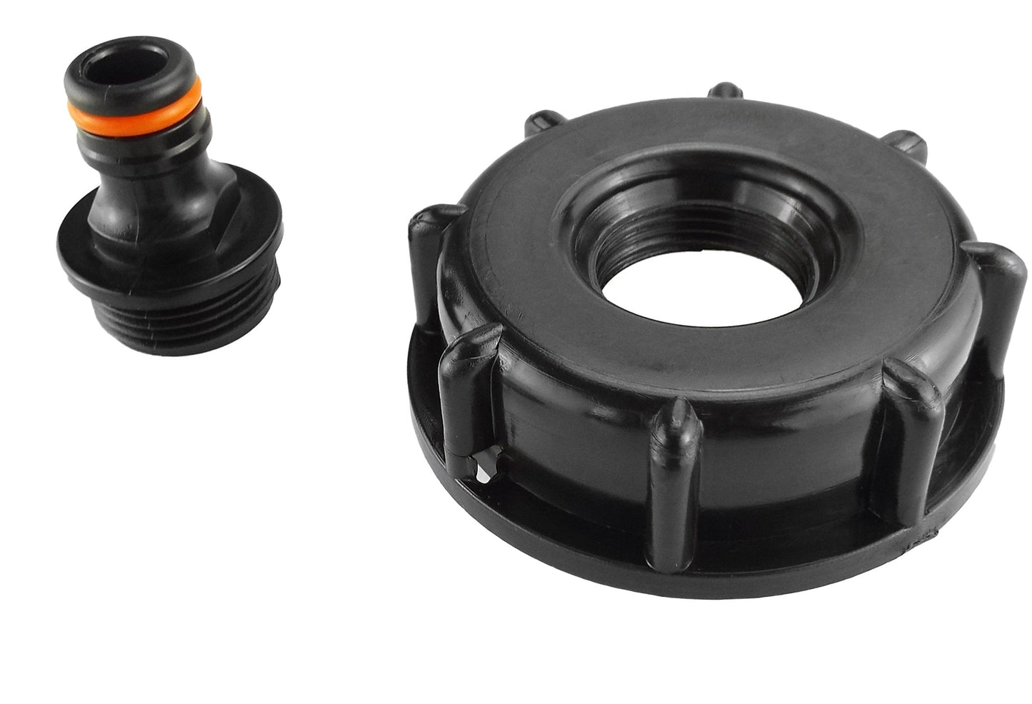 IBC 2 S60X6 Cap with Male Quick Connector Black Outdoor Watering Kit Tap Adapter