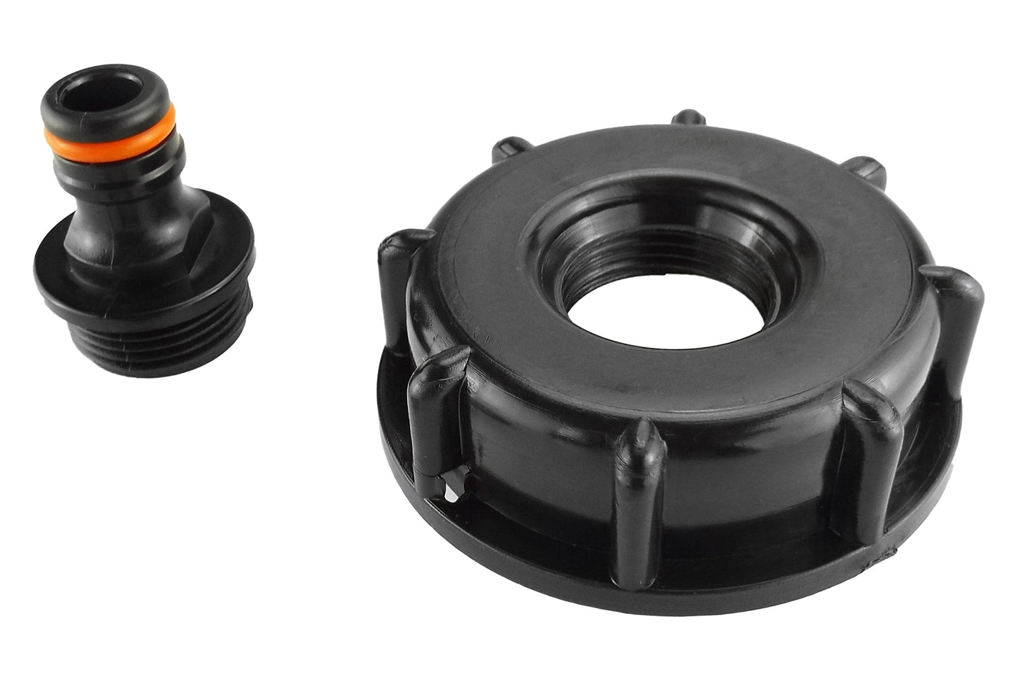 IBC 2 S60X6 Cap with Male Quick Connector Black Outdoor Watering Kit Tap Adapter