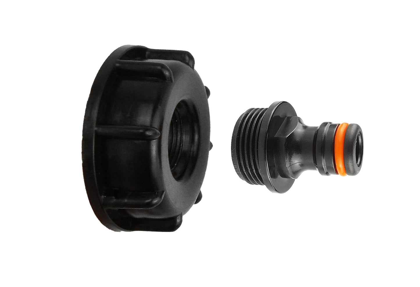IBC 2 S60X6 Cap with Male Quick Connector Black Outdoor Watering Kit Tap Adapter