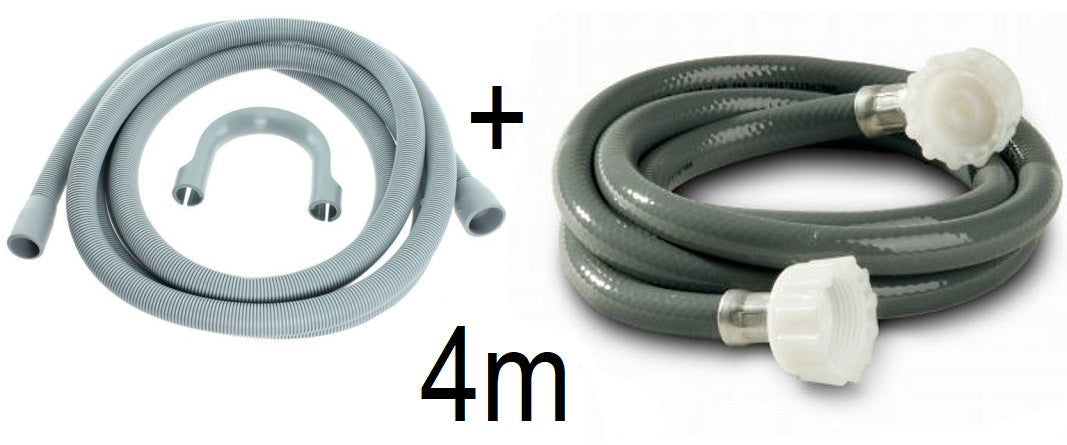 Replacement Washing Machine Pipe Set 4m BSP Thread Fitting Water Flow Control