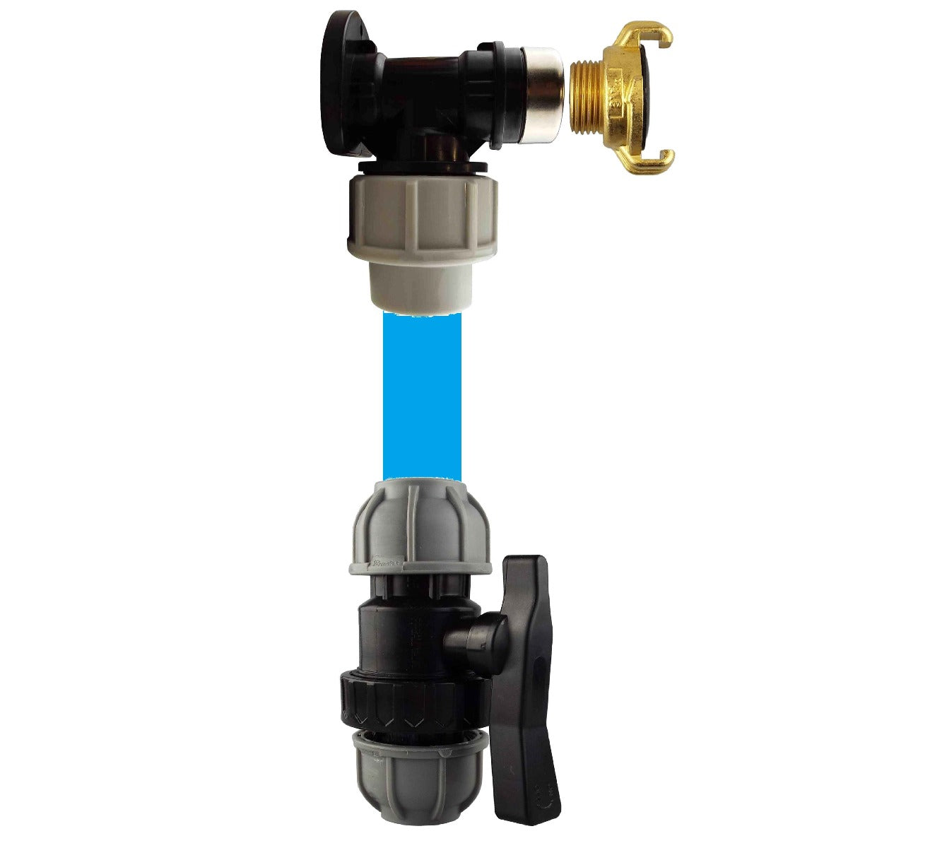 Wall Flange Kit 20mm MDPE - Geka and In Line Valve Water Connector Claw Coupling