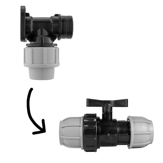 Wall Flange Kit 20mm MDPE With In-Line Valve Water Connector MDPE Pipe Connector