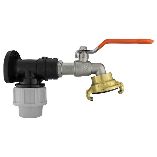 Wall Flange Kit 20mm MDPE - Lever Tap 1/2in and Geka for Drip Irrigation Fitting