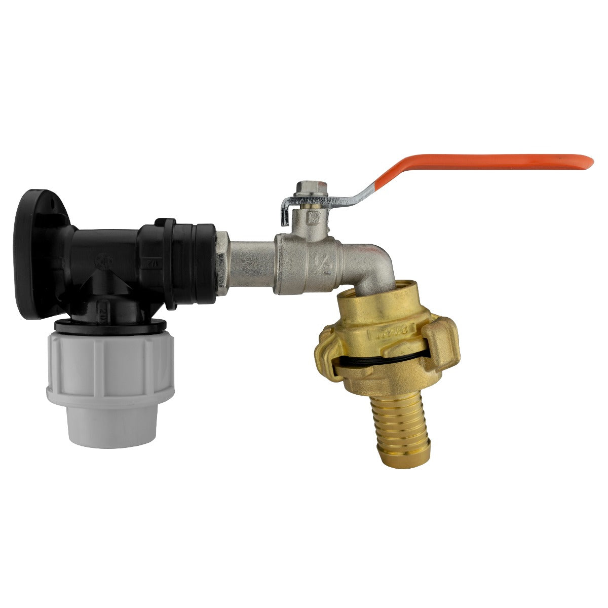 Wall Flange Kit 20mm MDPE - Lever Tap 1/2in, Geka Barb 3/4in for Water Connector
