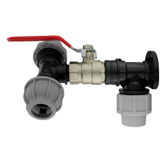 Wall Flange Kit 20mm MDPE - Lever Valve and 20mm MDPE Tee Outlet Water Connector