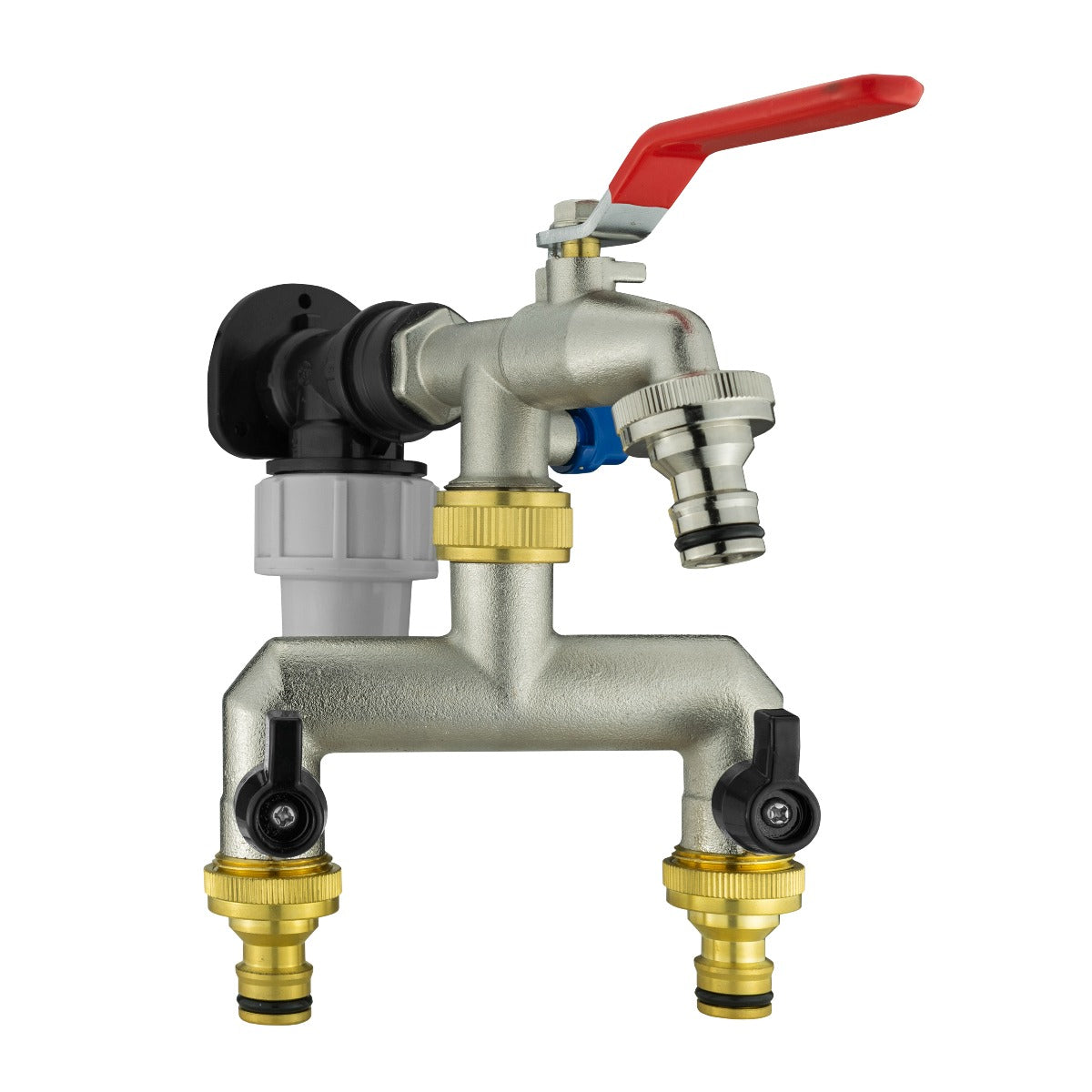 Wall Flange Kit 20mm MDPE - Double Tap with Triple Outlet for Hose Connector Set