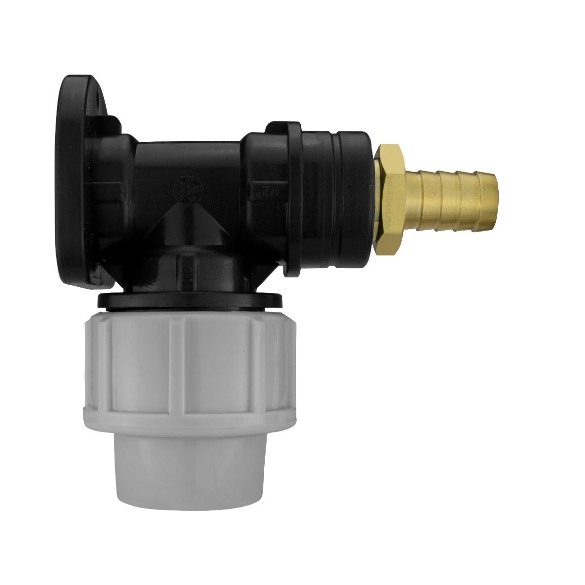 Wall Flange Kit 20mm MDPE - Brass Barb 1/2in Garden Hose Pipe BSP Thread Fitting