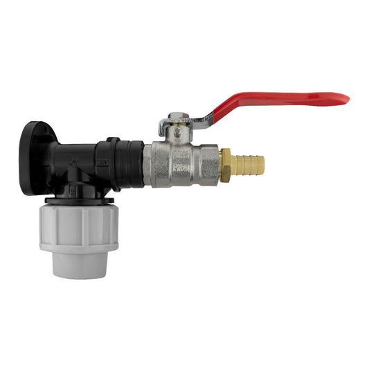 Wall Flange Kit 20mm MDPE - Lever Valve 1/2in Barb Hose Pipe Fitting Tap Adapter