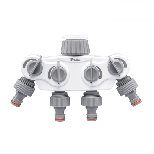 White Line 4-way Manifold with 1inor 3/4in BSP Tap Connection BSP Thread Fitting
