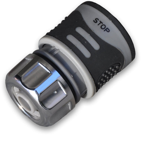 Female Hose Connector With Stop, 1/2in or 5/8in Hose, Grey for Hose Pipe Fitting
