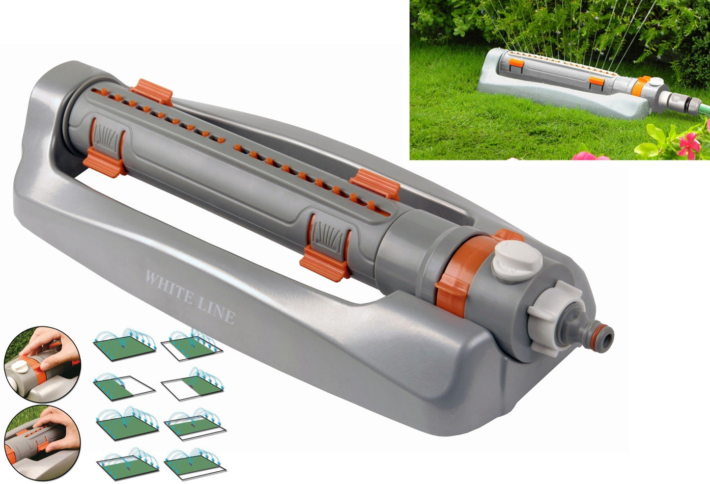 Metal Variable-Width Oscillating Sprinkler White Line for DIY Workshop Accessory