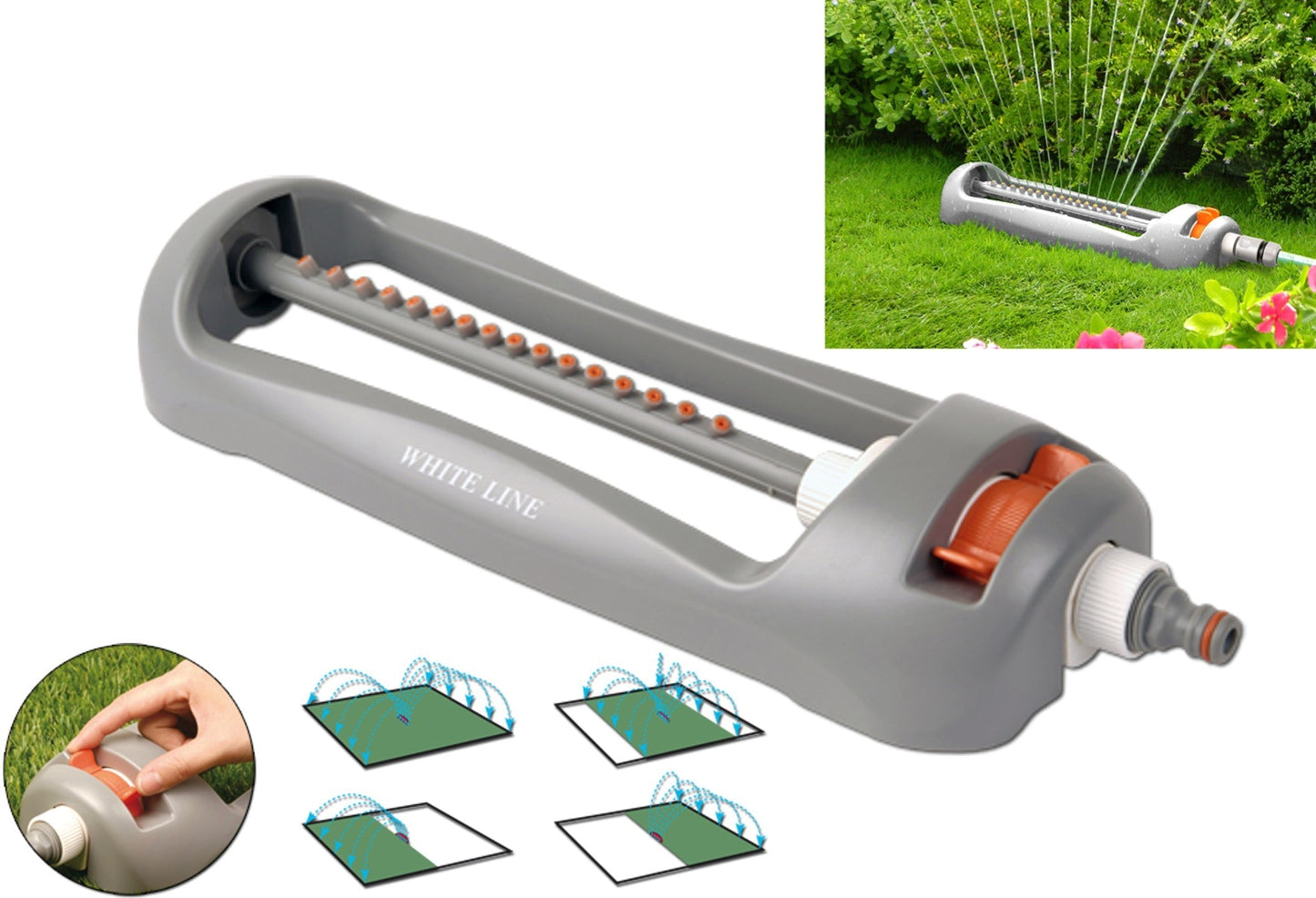 Compact Oscillating Sprinkler White Line Garden Hose Pipe DIY Workshop Accessory