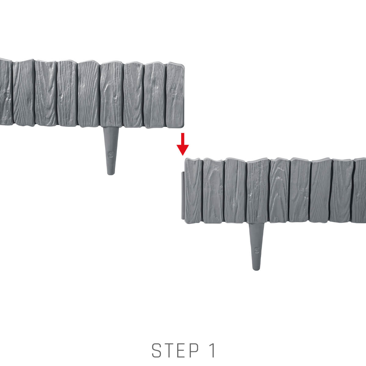Lawn Edging, Plastic Palisade Wood Effect, 2.32m, Black for Home and Garden Use