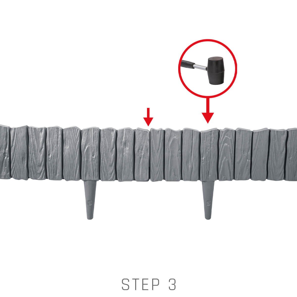 Lawn Edging, Plastic Palisade Wood Effect, 2.32m, Gray for Home and Garden Use