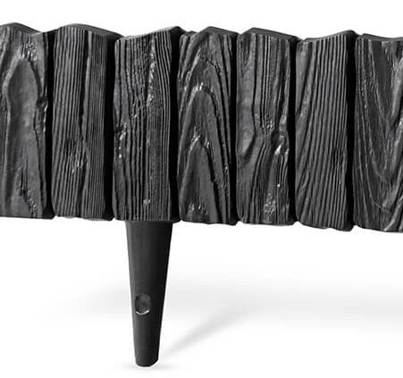 Lawn Edging, Plastic Palisade Wood Effect, 2.32m, Black for Home and Garden Use